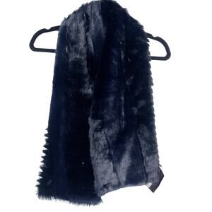 New Banana Republic Navy Blue Faux Fur Blocked Peppy Scarf Wrap Warm Winter